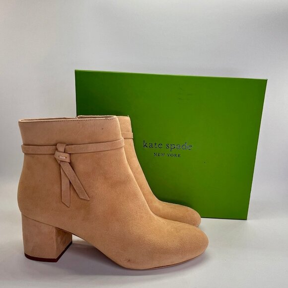 kate spade new york Shoes - Kate Spade Knott Mid Suede Boot Size 8.5B Light Fawn Round Toe Ankle Boots
